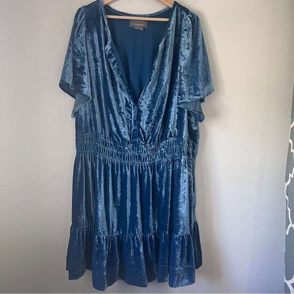 Anthropologie Blue Tiered Ruffle Mini Dress 3X - Picture 7 of 7